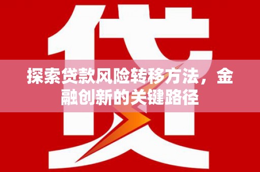 兴化探索贷款风险转移方法，金融创新的关键路径